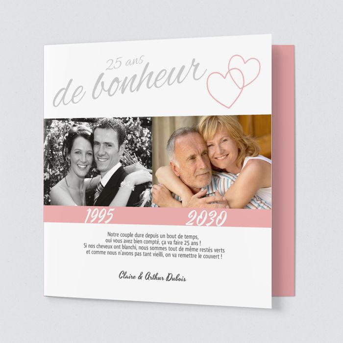 Invitation anniversaire mariage 25 ans Bonheur éternel