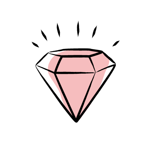 Dessin d'un diamant rose qui brille