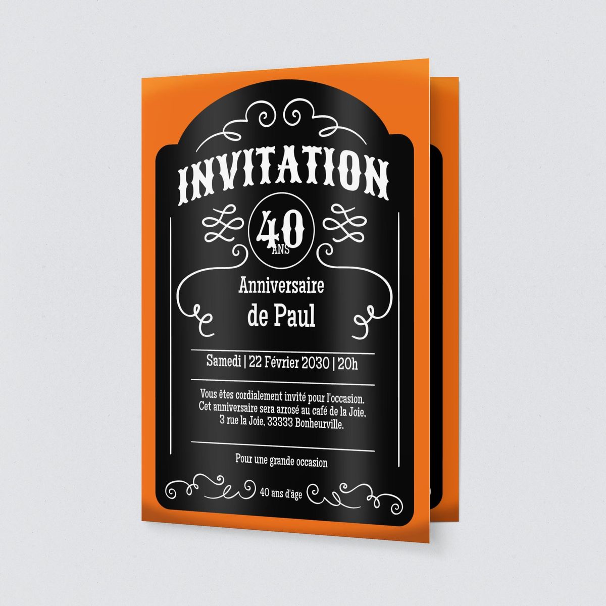 Carte d'invitation anniversaire 40 ans