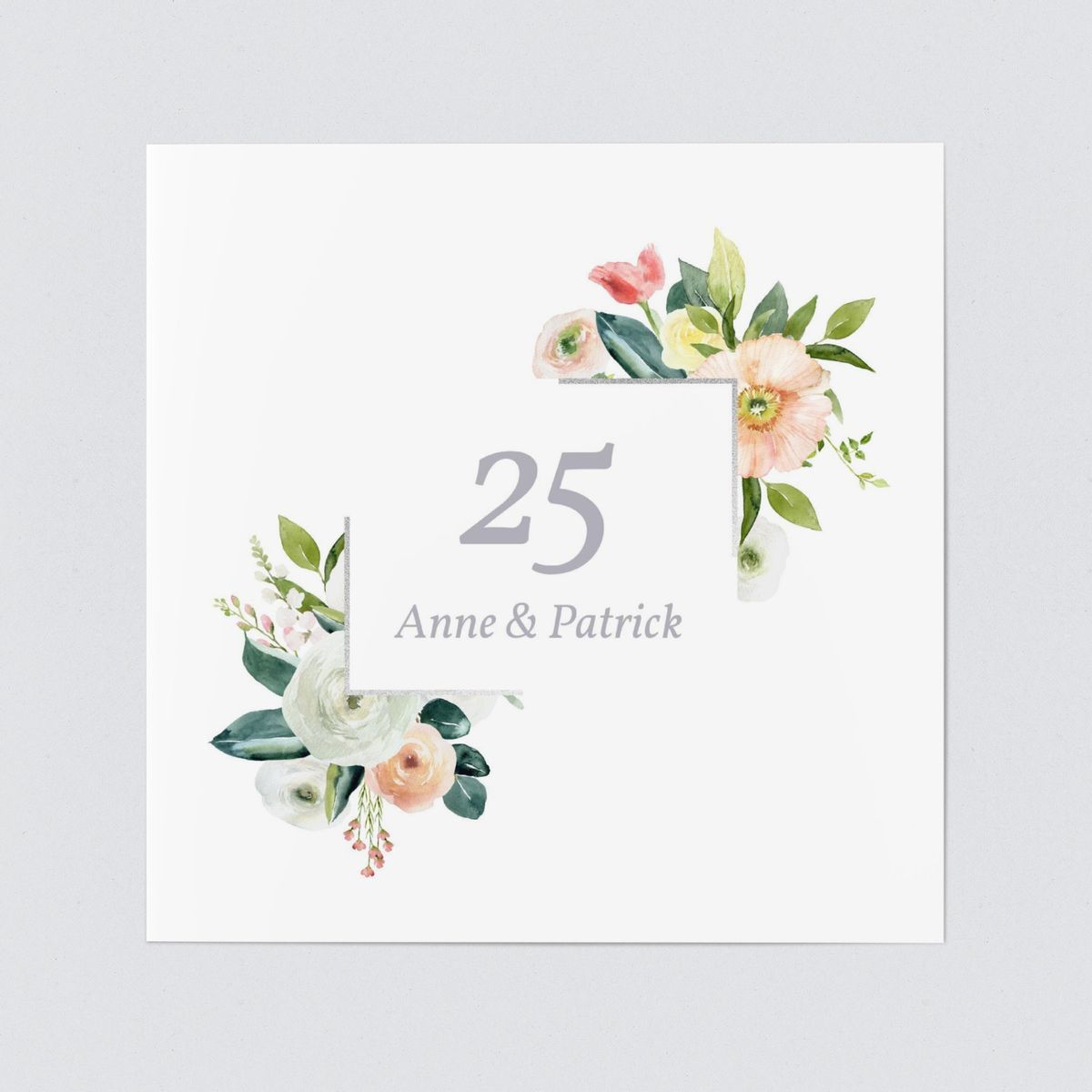 Carte anniversaire de mariage en argent, 25e anniversaire Grande carte A5 -   Canada