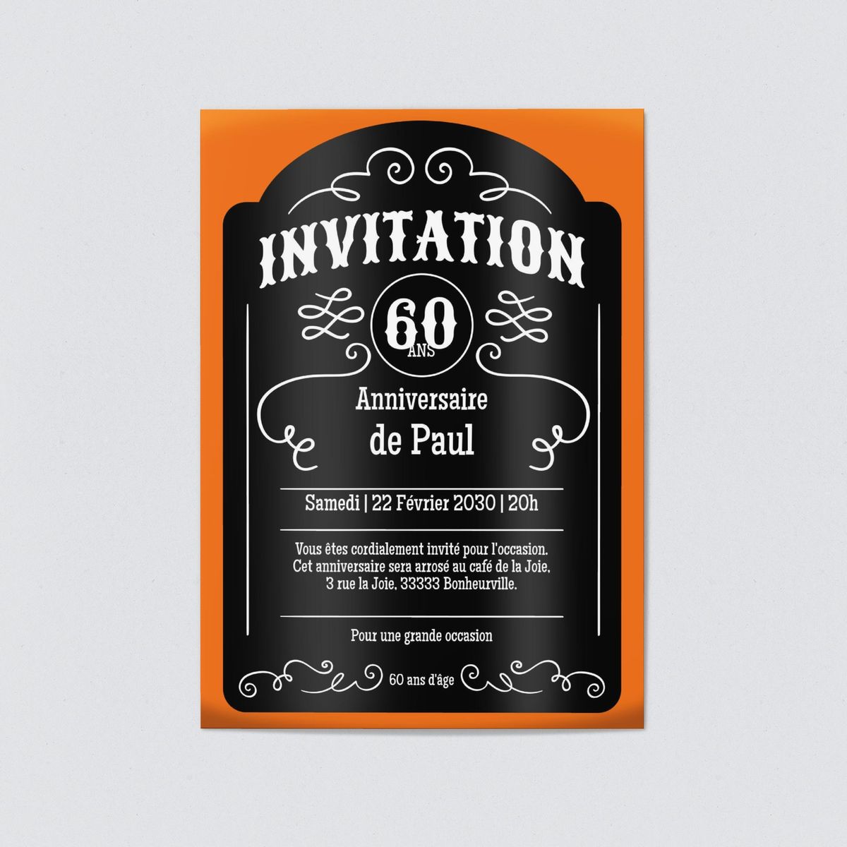 Carte d'invitation anniversaire 60 ans