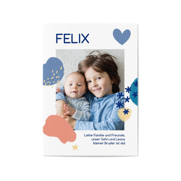 Fotokarten Baby mit Geschwistern, Farbenfrohe Flecken