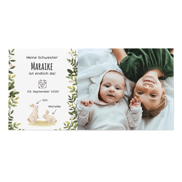 Fotokarten Baby mit Geschwistern, Hasengeschwister