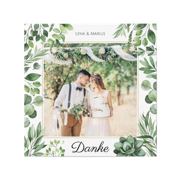 Dankeskarten Hochzeit, Wasserfarben Greenery