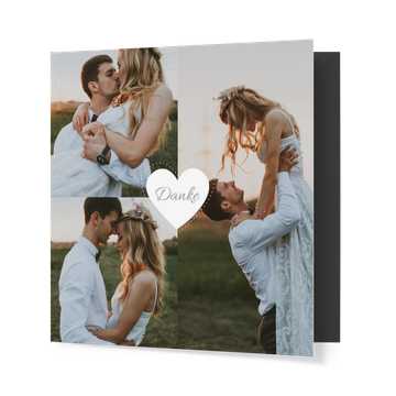 Dankeskarten Hochzeit, Pünktchen - Herz