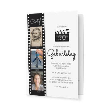 Einladungskarten 50. Geburtstag, Filmstreifen
