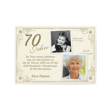 Einladungskarten 70. Geburtstag, Vintage