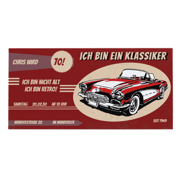 Einladungskarten 70. Geburtstag, Klassiker in Rot 70