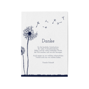 Danksagungskarten Trauer, Zarte Pusteblume Danke