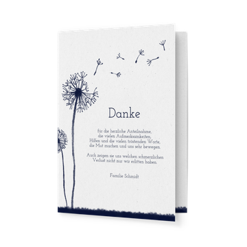 Danksagungskarten Trauer, Zarte Pusteblume Danke