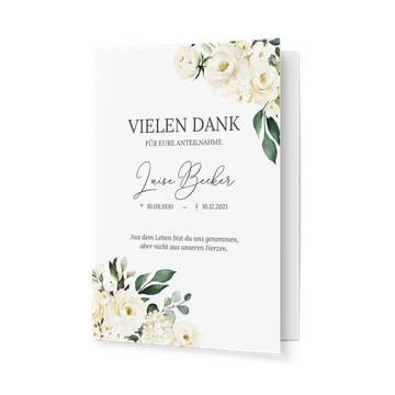 Danksagungskarten Trauer, Weiße Rosen