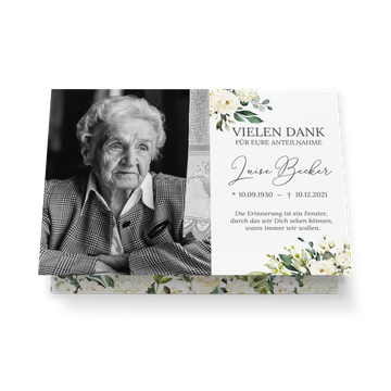 Danksagungskarten Trauer, Weiße Rosen