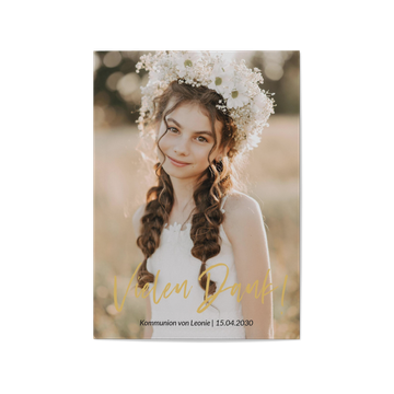 Dankeskarten Kommunion, Goldene Schrift