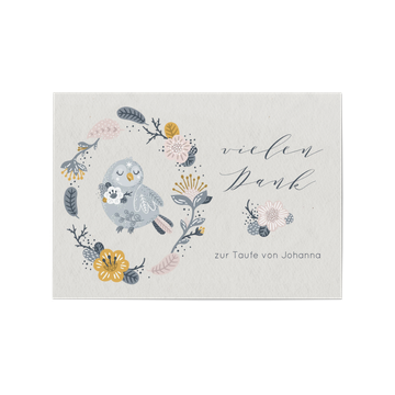 Dankeskarten Taufe, Blumen Taube
