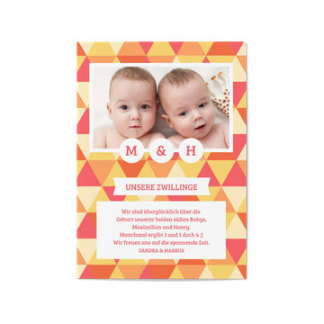 Babykarten Zwillinge, Buntes Muster
