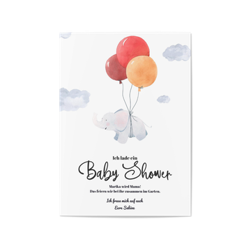 Einladungskarten Babyparty, Elefant