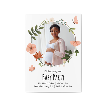 Einladungskarten Babyparty, Schmetterlingstanz
