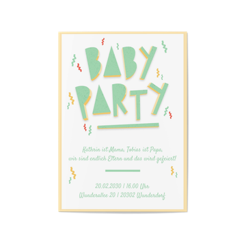 Einladungskarten Babyparty, Konfetti