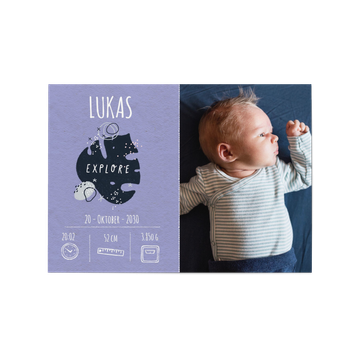 Geburtskarten, Baby Weltentdecker Blau