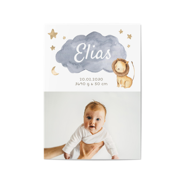 Geburtskarten, Löwenbaby Blau