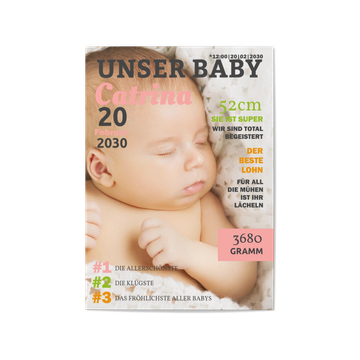 Geburtskarten, Magazincover in Rosa