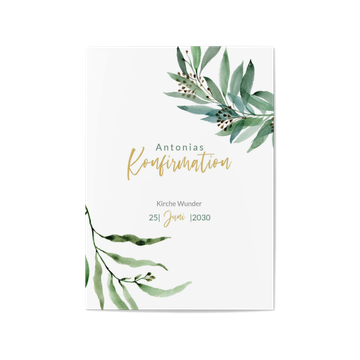 Einladungskarten Konfirmation, Soft Greenery