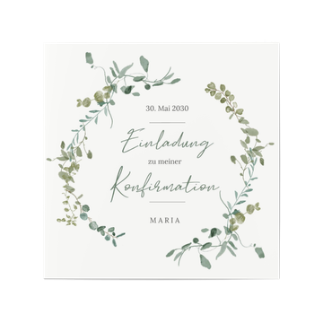 Einladungskarten Konfirmation, Greenery Rahmen