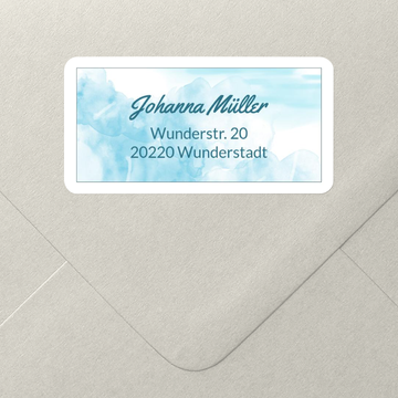 Adressaufkleber Kommunion, Aquarell in Blau