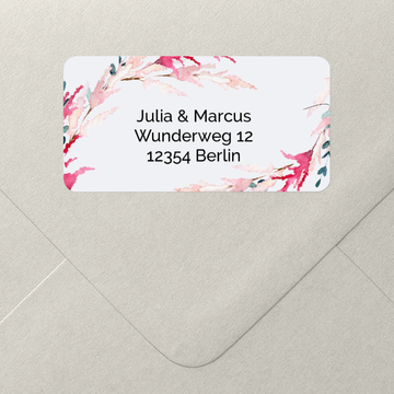 Adressaufkleber Hochzeit, Bunte Sträucher
