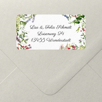 Adressaufkleber Hochzeit, Wildblumen