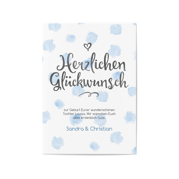 Grusskarten Geburt online bestellen, Polka Dots in Blau