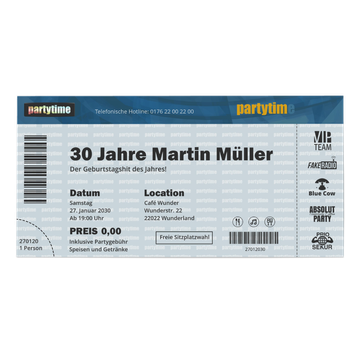 Einladungskarten Geburtstag, Partyticket