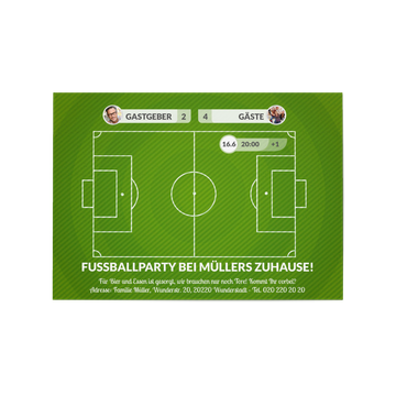 Fußballparty Einladungskarten online selbst gestalten, Das Runde muss ins Eckige!
