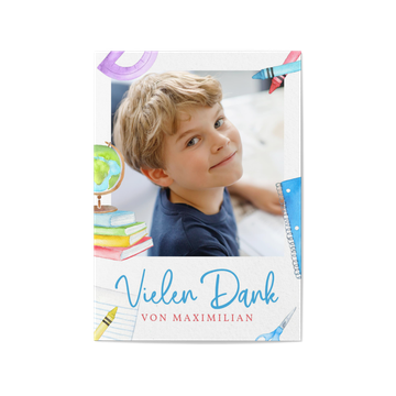 Dankeskarten Einschulung, Schulsachen