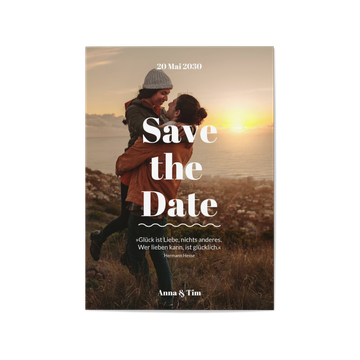 Save the Date Karten, Foto mit Schrift