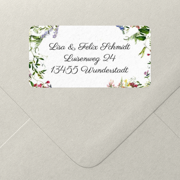 Adressaufkleber Hochzeit, Wildblumen