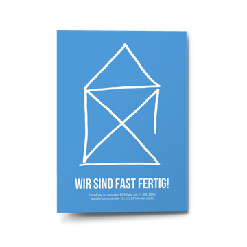 Einladungskarten Richtfest, Nikolaushaus in Blau