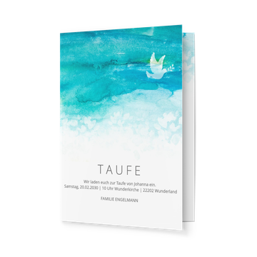 Einladungskarten Taufe, Aquarelltaube
