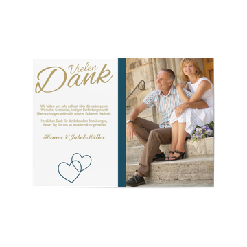 Dankeskarten Goldene Hochzeit, Liebende Herzen