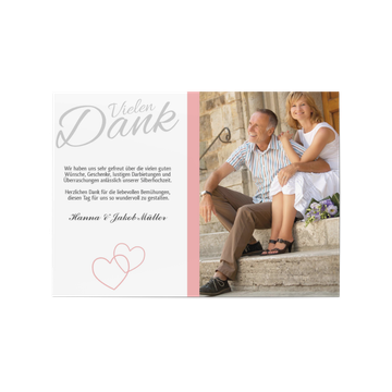 Dankeskarten Silberhochzeit, Liebende Herzen