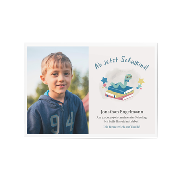 Einladungskarten Einschulung, Bücherwurm