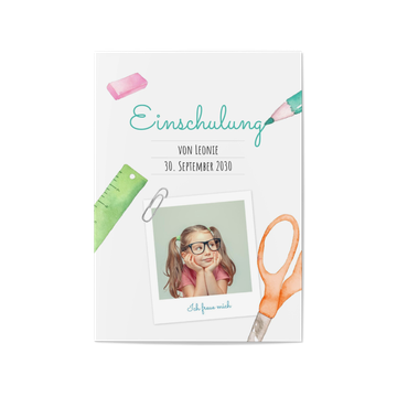 Einladungskarten Einschulung, Buntstiftschrift