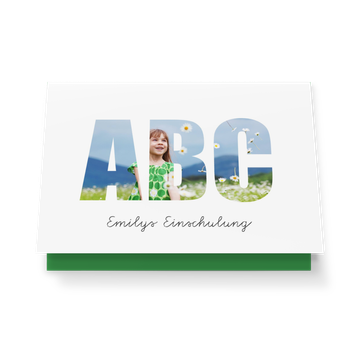 Einladungskarten Einschulung, Das Große ABC - Grün