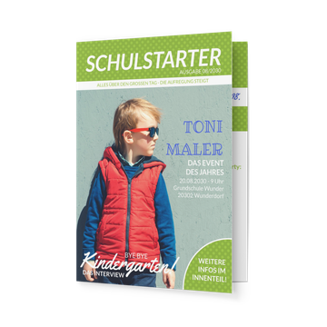 Einladungskarten Einschulung, Schulstarter in Grün