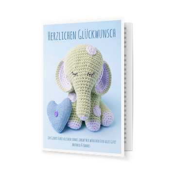 Grußkarten Geburt online bestellen, Kleiner Elefant in Blau