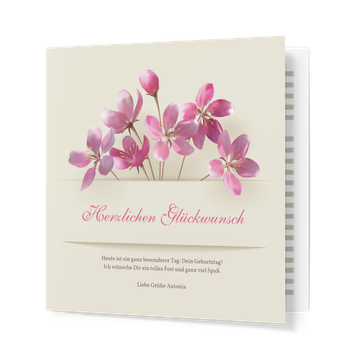Grußkarten Geburtstag, Blümchen in Rosa