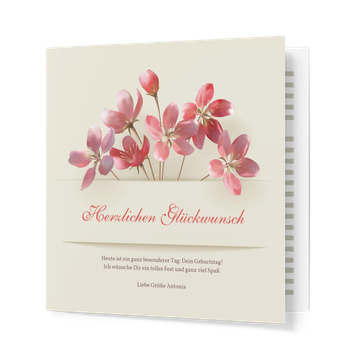 Grußkarten Geburtstag, Blümchen in Rot
