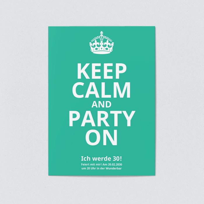 Keep Calm in Grün Einladungskarten Geburtstag