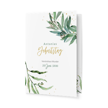 Einladungskarten Geburtstag, Soft Greenery