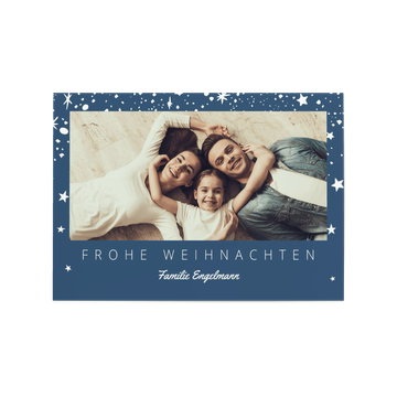 Private Weihnachtskarten, Sternenzelt in Blau
